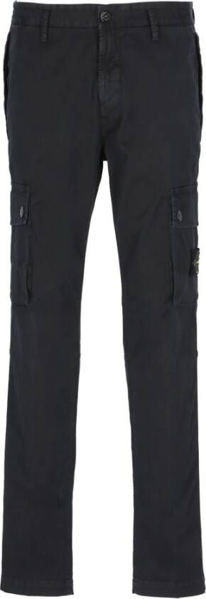 Stone Island Blauwe Katoenen Broek met Ritssluiting Blauw Heren