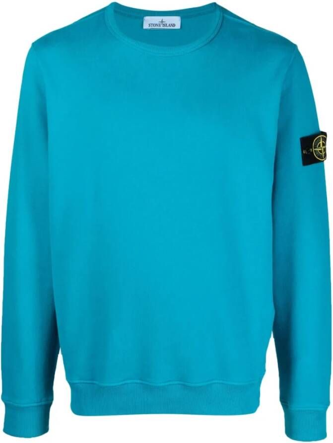 Stone Island Turquoise Blauwe Sweatshirt met Iconisch Logo Blue Heren