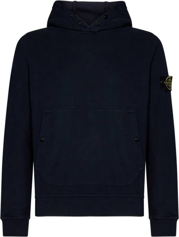 Stone Island Blauwe Trui met Capuchon en Kangoeroezak Blauw Heren