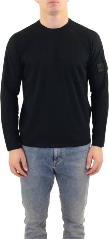 Stone Island Comfortabele Katoenen Sweatshirt voor Heren Zwart Heren