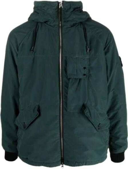 Stone Island Donsjas Warme en Stijlvolle Herenritssluiting Groen Heren