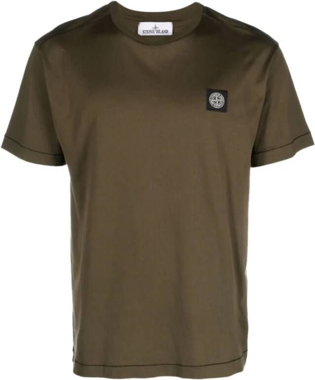 Stone Island Groen Katoenen T-Shirt met Kompas Logo Groen Heren