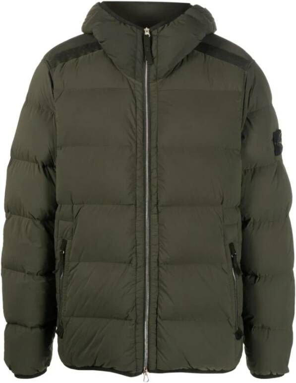 Stone Island Groene Jassen met Capuchon en Ritssluiting Groen Heren