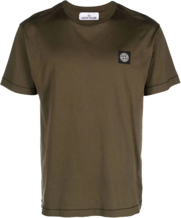 Stone Island Groen Katoenen T-Shirt met Kompas Logo Green Heren