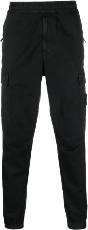 Stone Island Zwarte Tapered Sweatpants met Trekkoord in de Taille Black Heren