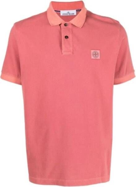 Stone Island Korte Mouw Polo Shirt Roze Heren