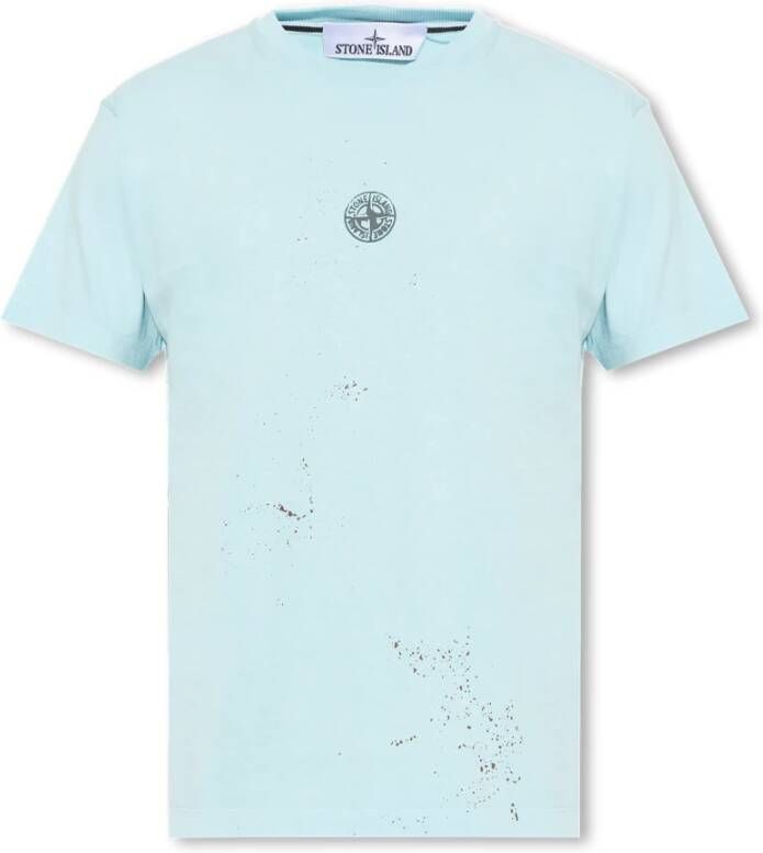Stone Island Merk T-shirt Blauw Heren