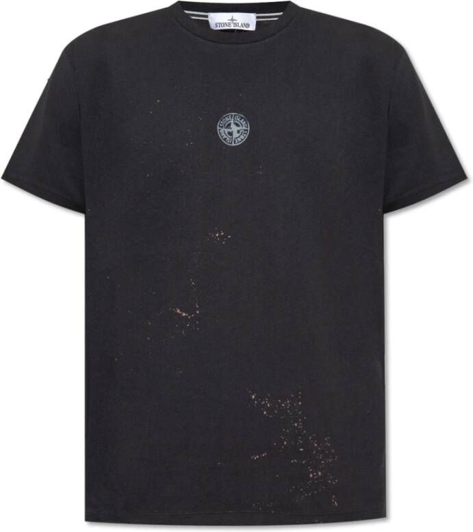 Stone Island Merk T-shirt Zwart Heren