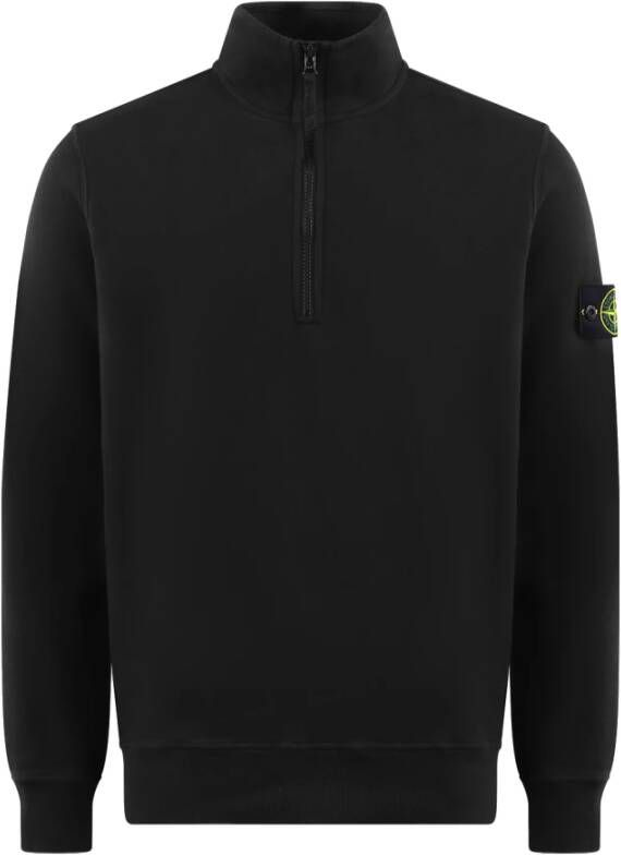 Stone Island Zwart Half-Zip Sweatshirt met Kompas-Motief Black Heren