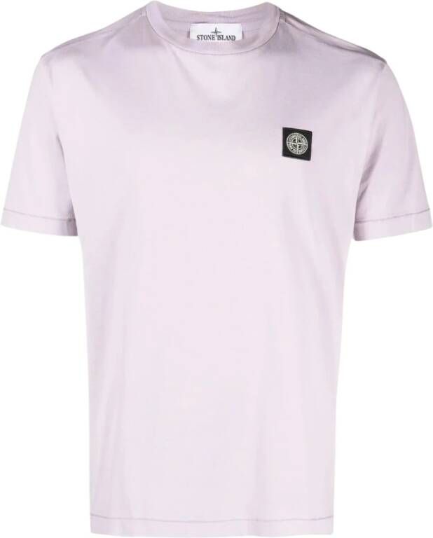 Stone Island Paars Katoenen T-Shirt met Kompas Logo Purple Heren