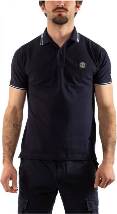 Stone Island Slim Fit Polo Shirt Upgrade voor Moderne Mannen Blauw Heren