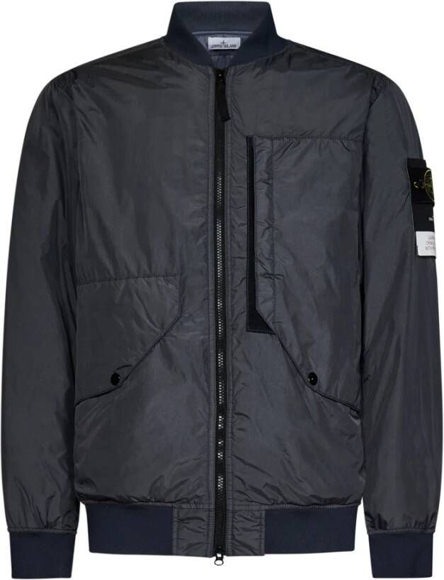Stone Island Grijze Jassen met Geribbelde Kraag en PrimaLoft -TC Vulling Grijs Heren