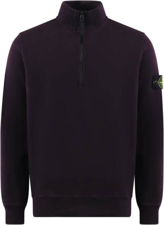 Stone Island Stijlvolle Zip-Through Sweatshirt voor Heren Purple Heren