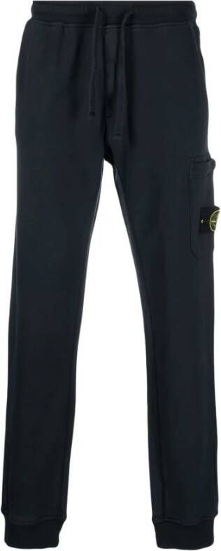 Stone Island Blauwe Compass-Patch Track Pants Blue Heren