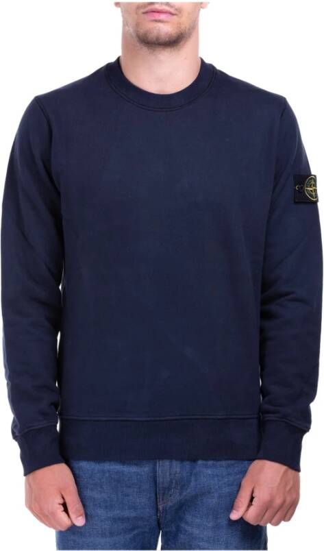 Stone Island Brushed Crew Neck Sweatshirt Blauw Heren