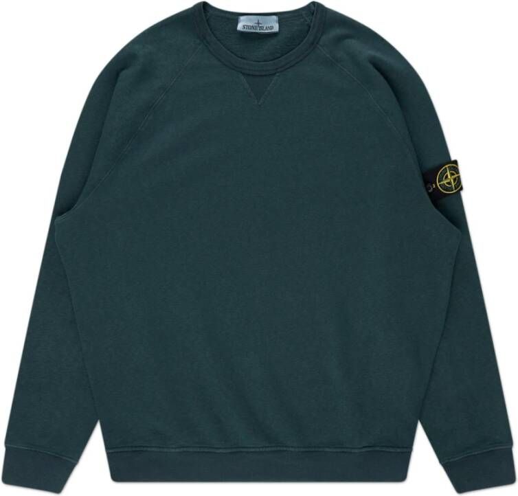 Stone Island Flesgroene Katoenen Sweatshirt met Iconische Patch Green Heren