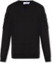 Stone Island Zwarte Ribgebreide Sweaters met Katoenen Canvas Mouwzakken Zwart Heren - Thumbnail 1