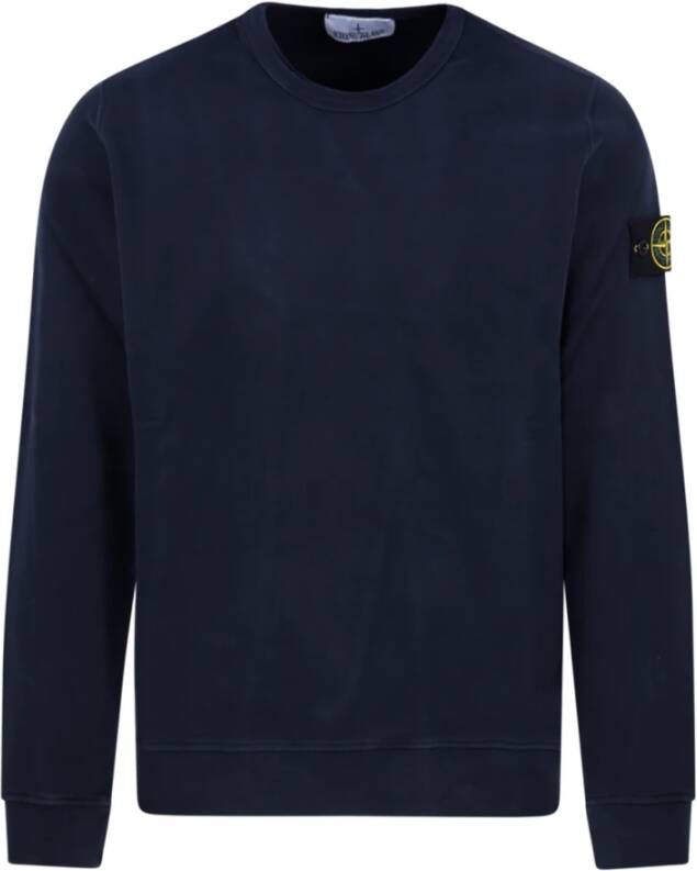 Stone Island Blauwe Katoenen Crew-neck Sweatshirt voor Heren Blauw Heren