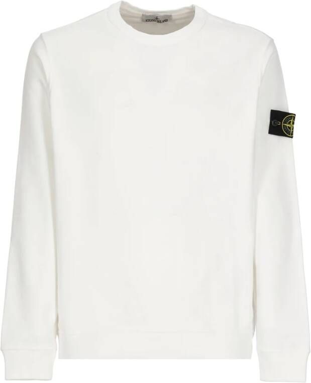 Stone Island Witte Katoenen Sweatshirt met Logo Patch White Heren