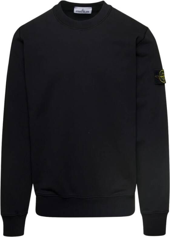 Stone Island Tijdloze zwarte sweatshirt met iconisch logo embleem Black Heren