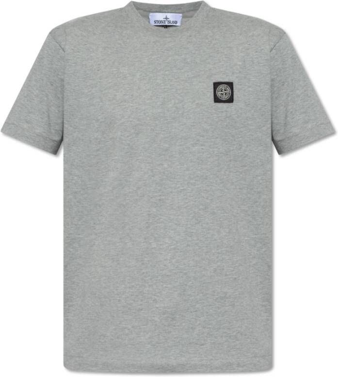 Stone Island T-shirt met logo patch Gray Heren