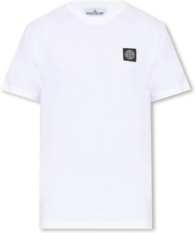 Stone Island Witte T-shirt van Premium Katoen met Logo Patch Wit Heren