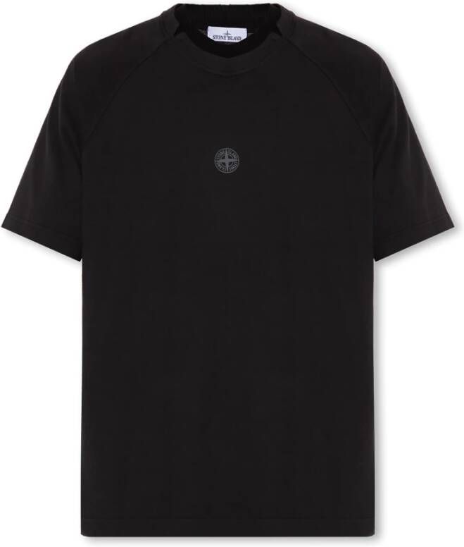 Stone Island T-shirt met logo Zwart Heren