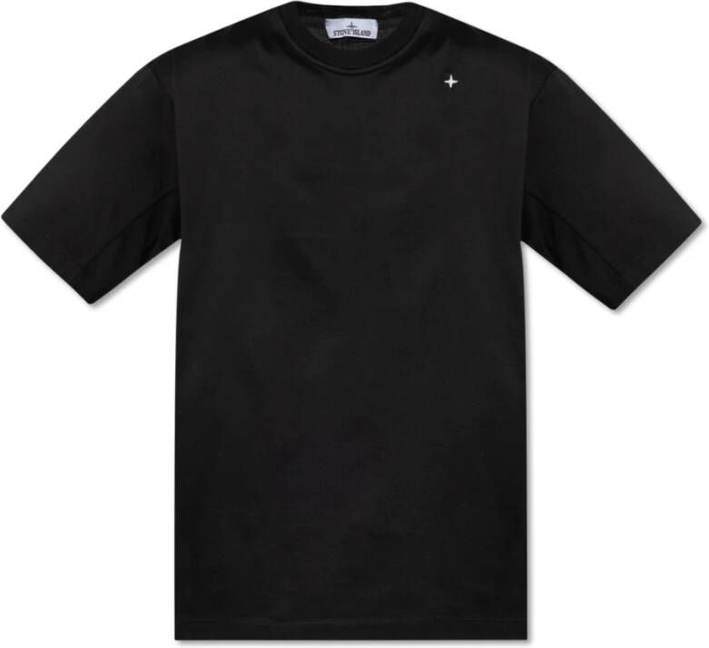 Stone Island T-shirt met logo Zwart Heren