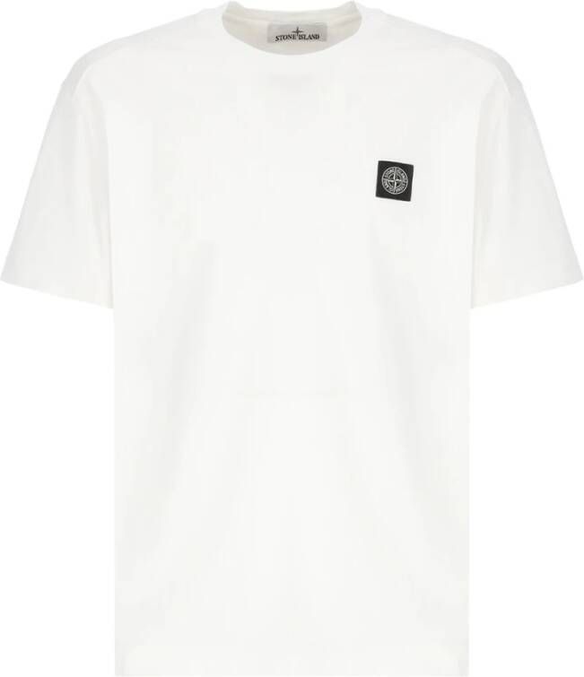 Stone Island Witte Katoenen T-shirt met Iconisch Logo Wit Heren