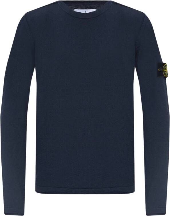 Stone Island Blauwe Katoenmix Heren Trui Blue Heren