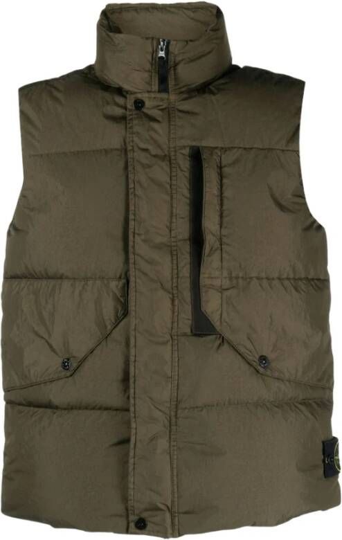 Stone Island Donsvest met logo Green Heren