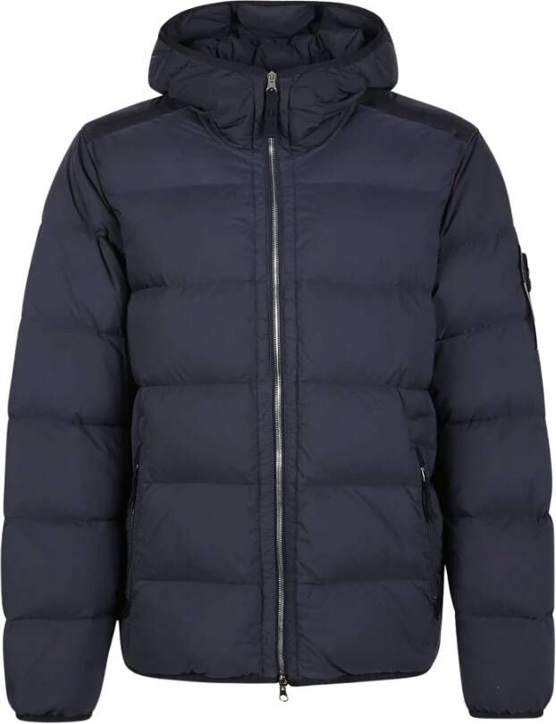 Stone Island Warme en stijlvolle navyblauwe donsjas voor heren Blauw Heren