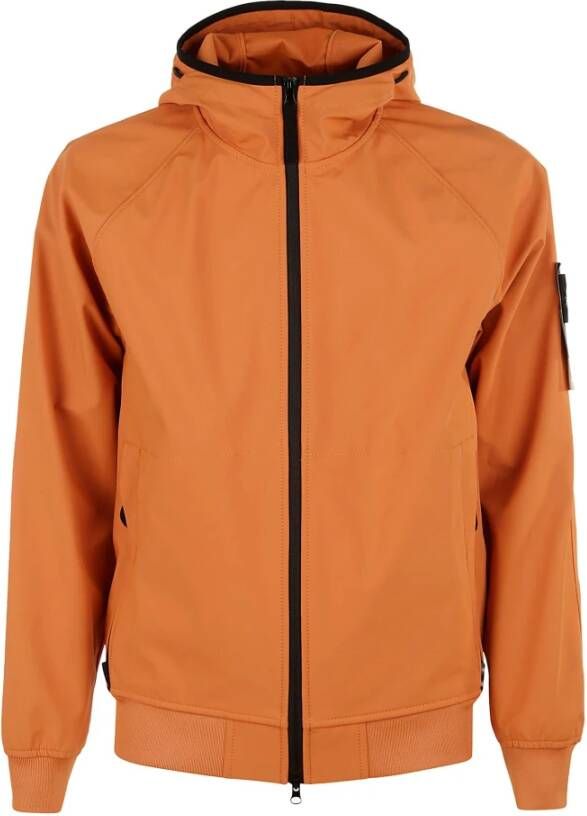 Stone Island Winddichte jas met elastische capuchon en ritssluiting Orange Heren