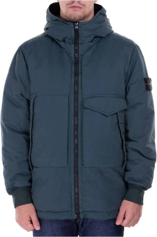 Stone Island Winter Hooded Jas Blauw Heren