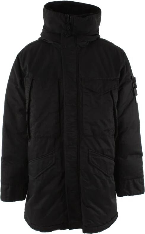 Stone Island Winterjas Klassieke Zwarte Stijl Zwart Heren