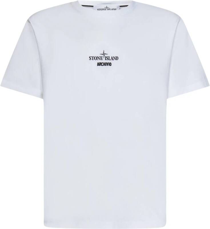 Stone Island Wit Katoenen T-Shirt met Grafische Print voor Heren White Heren