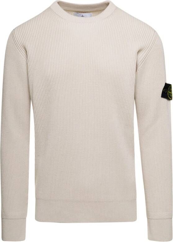 Stone Island Witte Sweaters met Girocollo Stijl White Heren