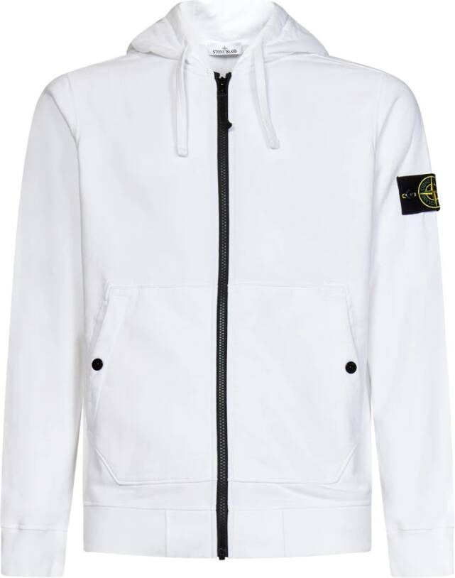 Stone Island Witte Sweatshirt met Ritssluiting en Capuchon Wit Heren