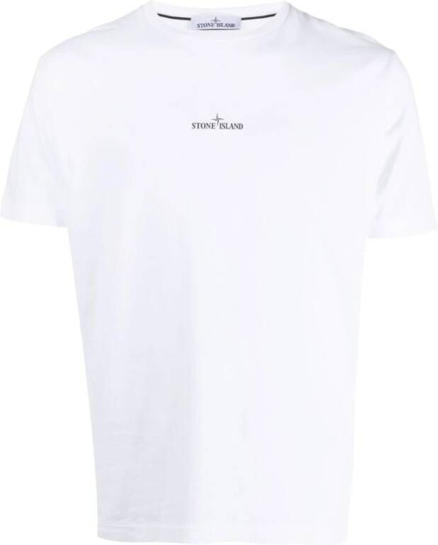 Stone Island Witte T-shirts en Polos met Stamp Two Motief White Heren