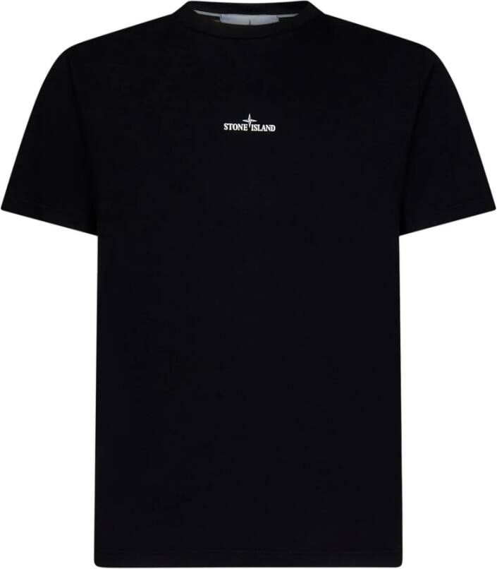 Stone Island Zwart Katoenen Jersey T-Shirt met Kompas Logo Print Zwart Heren