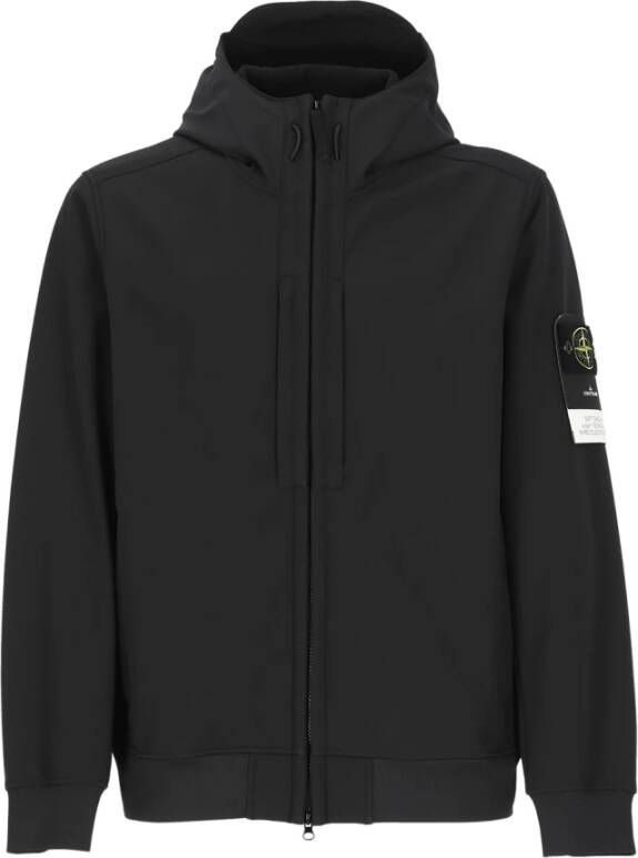Stone Island Zwarte hoodie met logo patch Zwart Heren