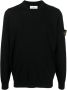 Stone Island Zwarte Ribgebreide Sweaters met Horizontale Gebreide Piping Black Heren - Thumbnail 1
