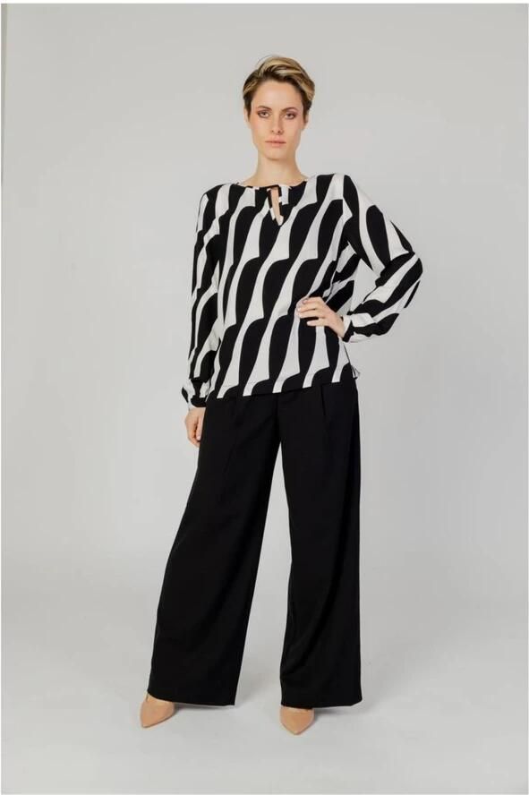 Street One Blouse met lange mouwen en ronde halslijn Black Dames