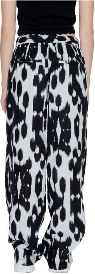 Street One Zwarte Linnen Broek met Print Rits Multicolor Dames