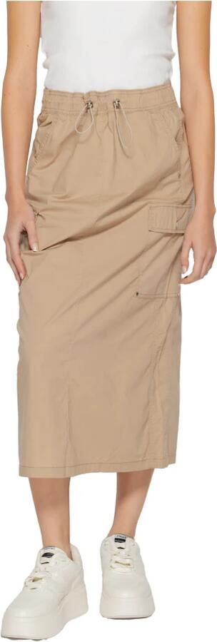 Street One Beige Katoenen Midi Rok met Zakken Beige Dames