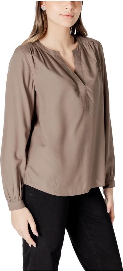 Street One Beige V-Hals Lange Mouw Blouse Beige Dames