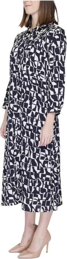 Street One Blauwe Geometrische Jurk Knoop-Up Lente Zomer Multicolor Dames - Foto 3