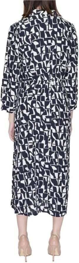 Street One Blauwe Geometrische Jurk Knoop-Up Lente Zomer Multicolor Dames - Foto 2