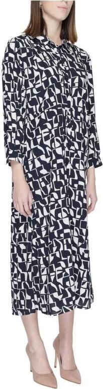 Street One Blauwe Geometrische Jurk Knoop-Up Lente Zomer Multicolor Dames - Foto 4