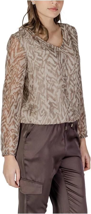 Street One Gedrukte Lange Mouw Blouse Beige Dames